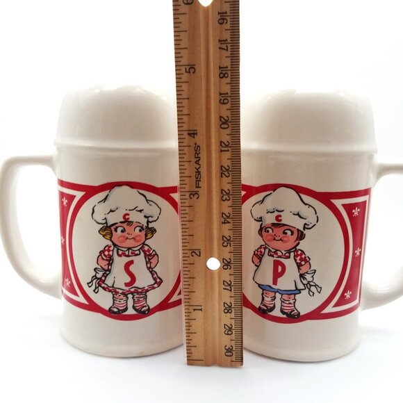 Salt Pepper Shakers Campbell's Soup Kids Set Handles Large VTG Twins Retro Large - Picture 4 of 7